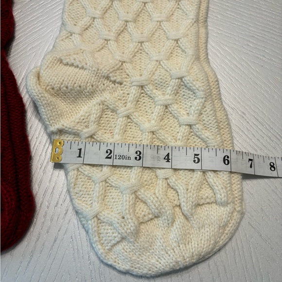 Lim Bridge Christmas Stockings Knit Set of 2 Burgundy & Ivory - Picture 5 of 7